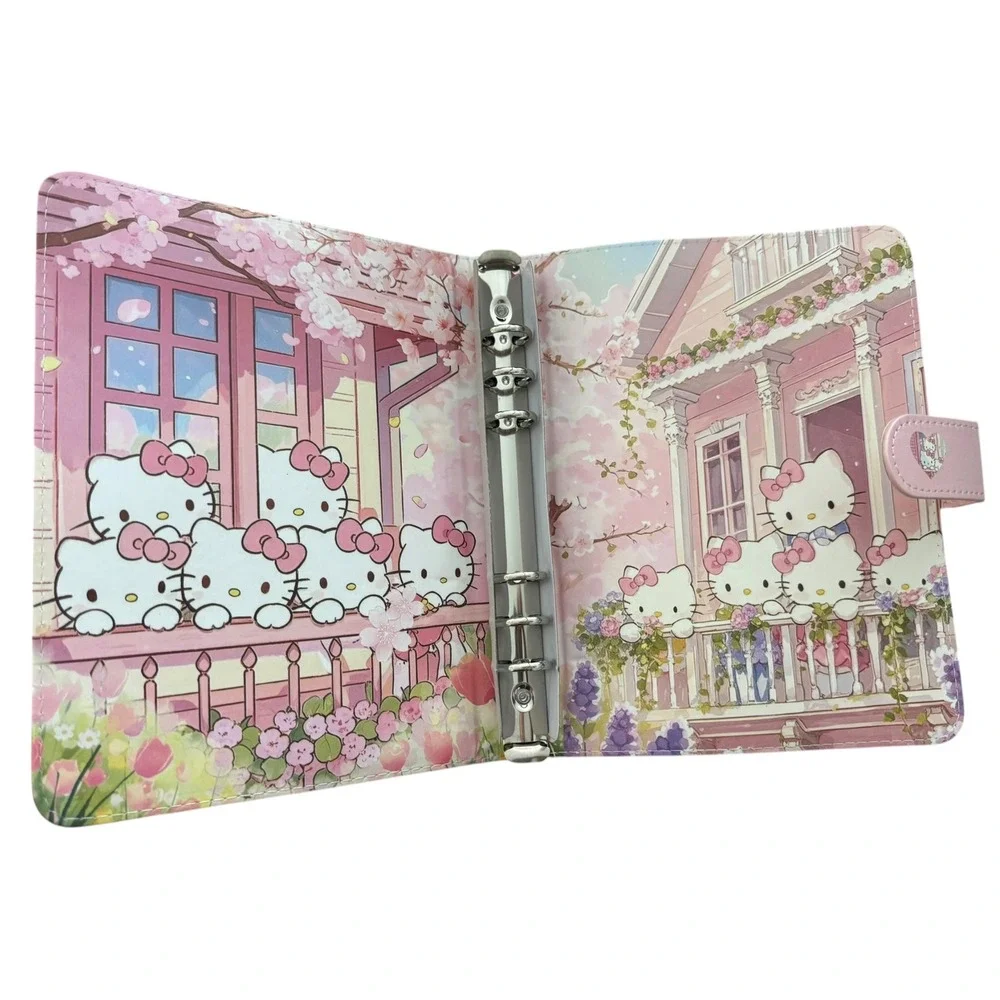 Sanrio Hello Kitty A5 Binder Planner Pink Floral House 6-Ring Journal with Paper